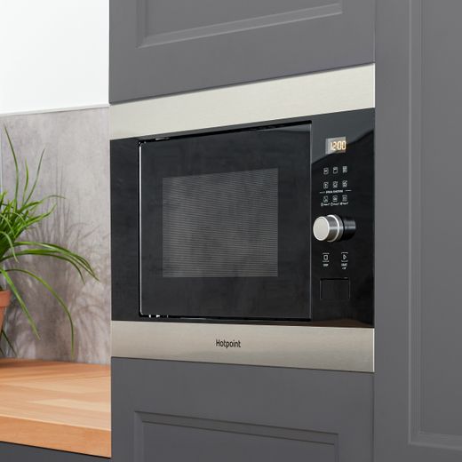 Hotpoint MF25GIXH Built In Microwave With Grill - Stainless Steel Effect - Microwave in kitchen